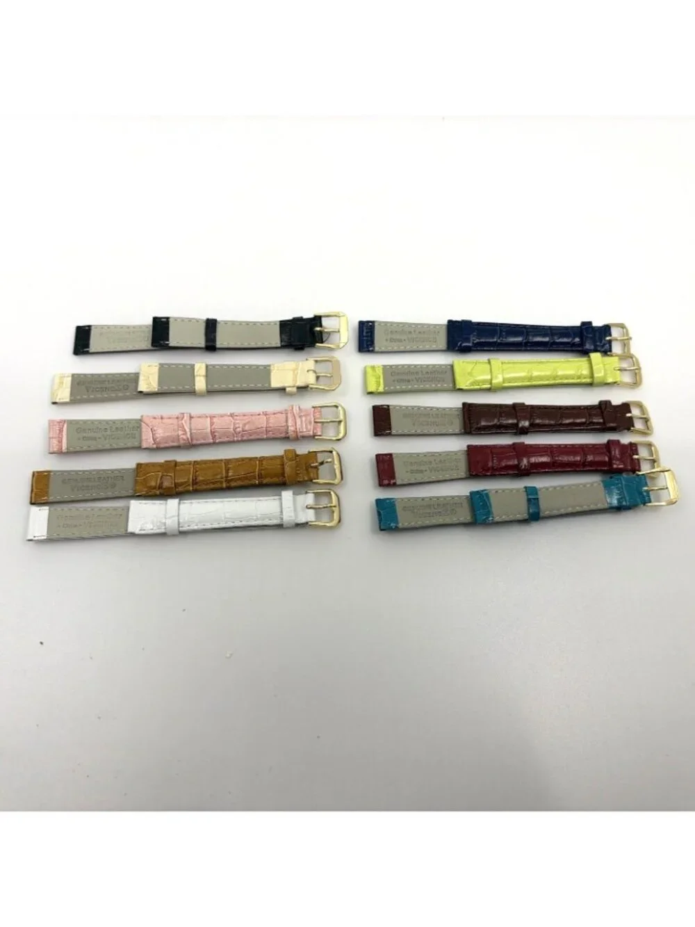 Vicence 12mm Genuine Leather Watch Bands 10pk Many Colors Crocodile Embossed